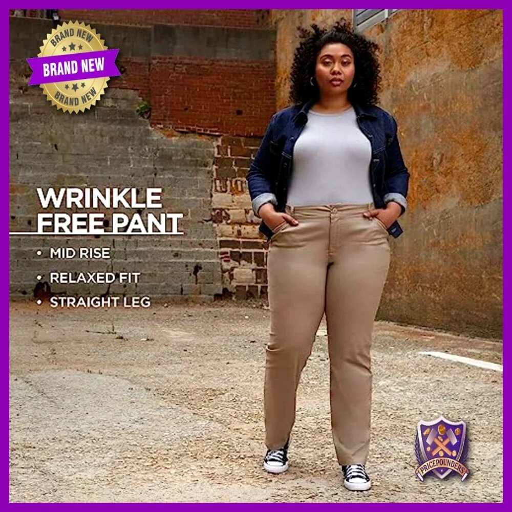 Plus Size Relaxed Fit Straight Leg Pants Wrinkle Free Casual Wear - Picture 6 of 7
